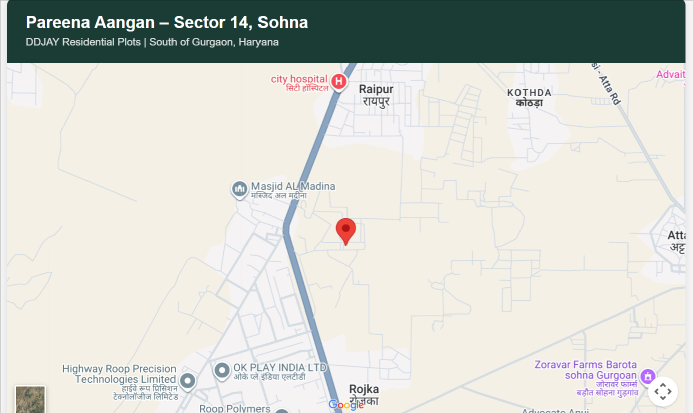 Pareena Aangan, Sector 14 Sohna Gurugram Map